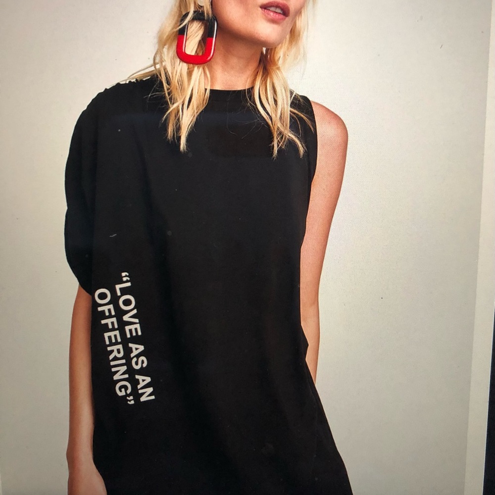 Zara Love As An Offering One Sleeve Ruched Asymmetric Midi Casual Dress Size S